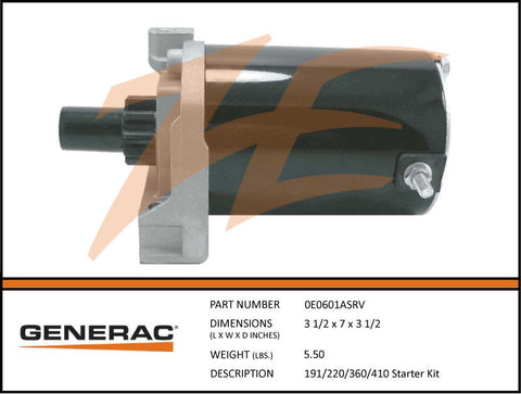 Generac 0E0601ASRV 191/220/360/410 Starter Kit