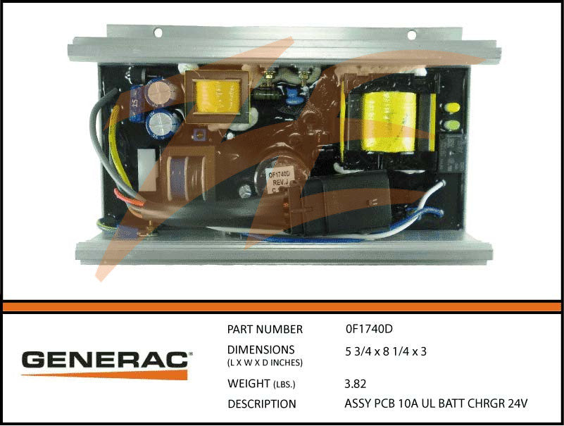 Generac 0F1740D PCB 10A 24V Battery Charger Assembly