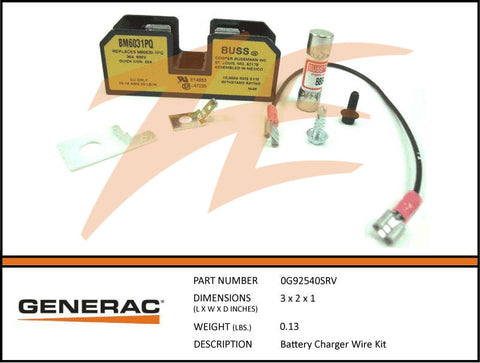 Generac 0G92540SRV Battery Charger Wiring Kit