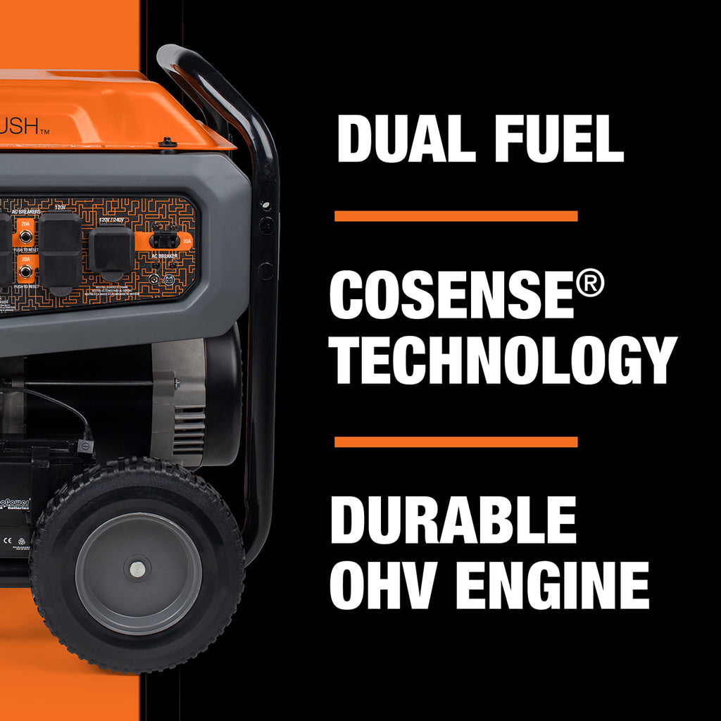 GENERAC GP7500E DUAL FUEL PORTABLE GENERATOR