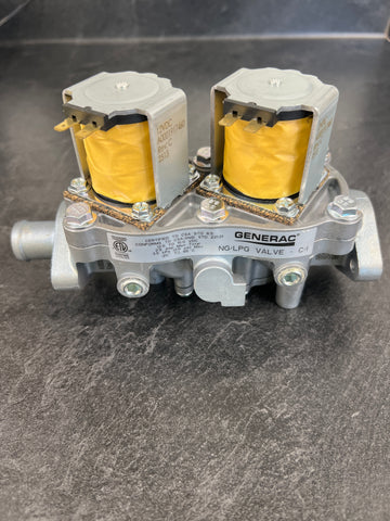 Mechanical valve component with 'Generac' branding 