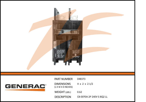 CB 0070A 2P 240V S BQ2 LL
