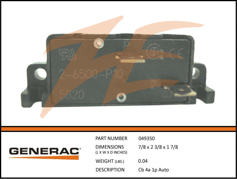 Generac G049350 Circuit Breaker 4A 1 Pole Auto DPE Breaker