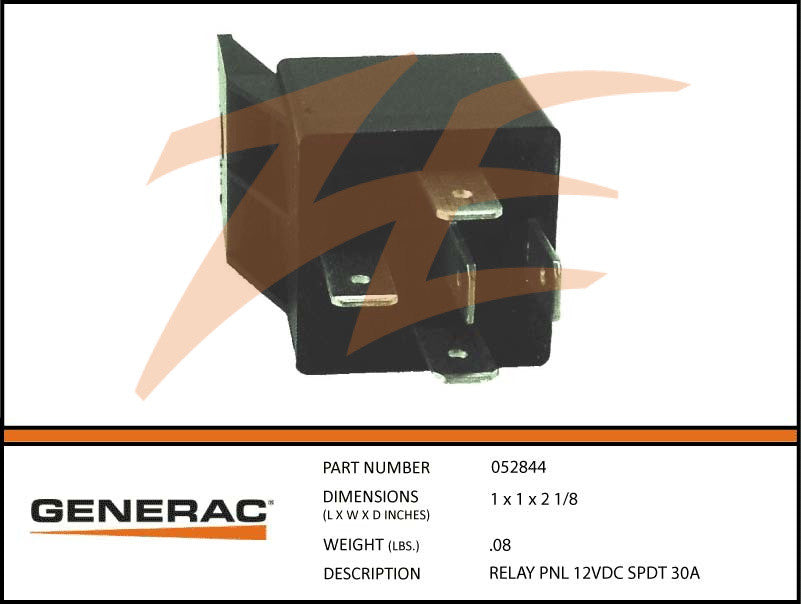 Generac 052844/G052844 Panel Relay 12VDC SPDT 30A