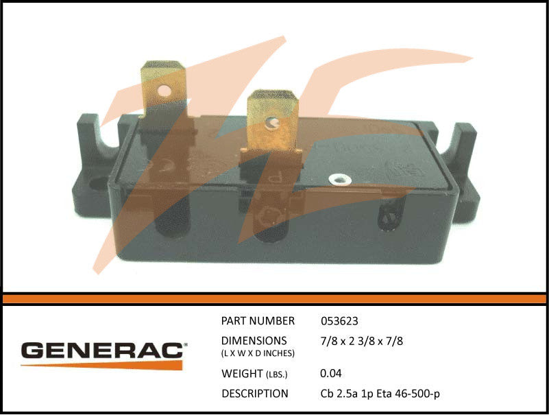 Generac 053623/G053623 Circuit Breaker 2.5A 1 Pole Auto DPE Breaker
