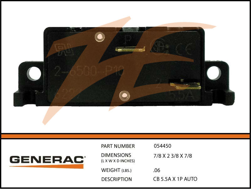 Generac 054450/G054450 Circuit Breaker 5.5A 1 Pole Auto DPE Breaker