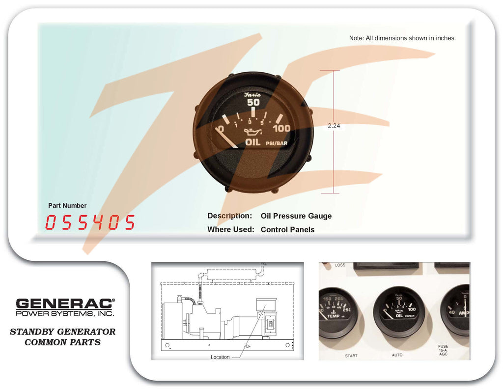 Generac G055405 Oil Pressure Gauge