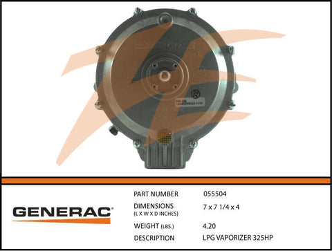 Generac G055504 LPG Vaporizer 325 HP