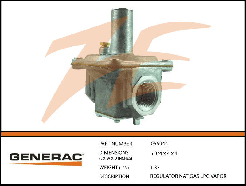Generac 055944 Fuel Regulator Nat Gas/LP Vapor