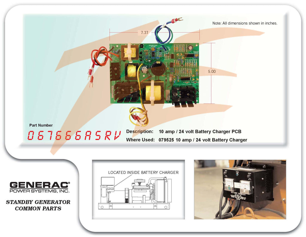 Generac 067666ASRV 10 Amp/24 Volt Battery Charger PCB