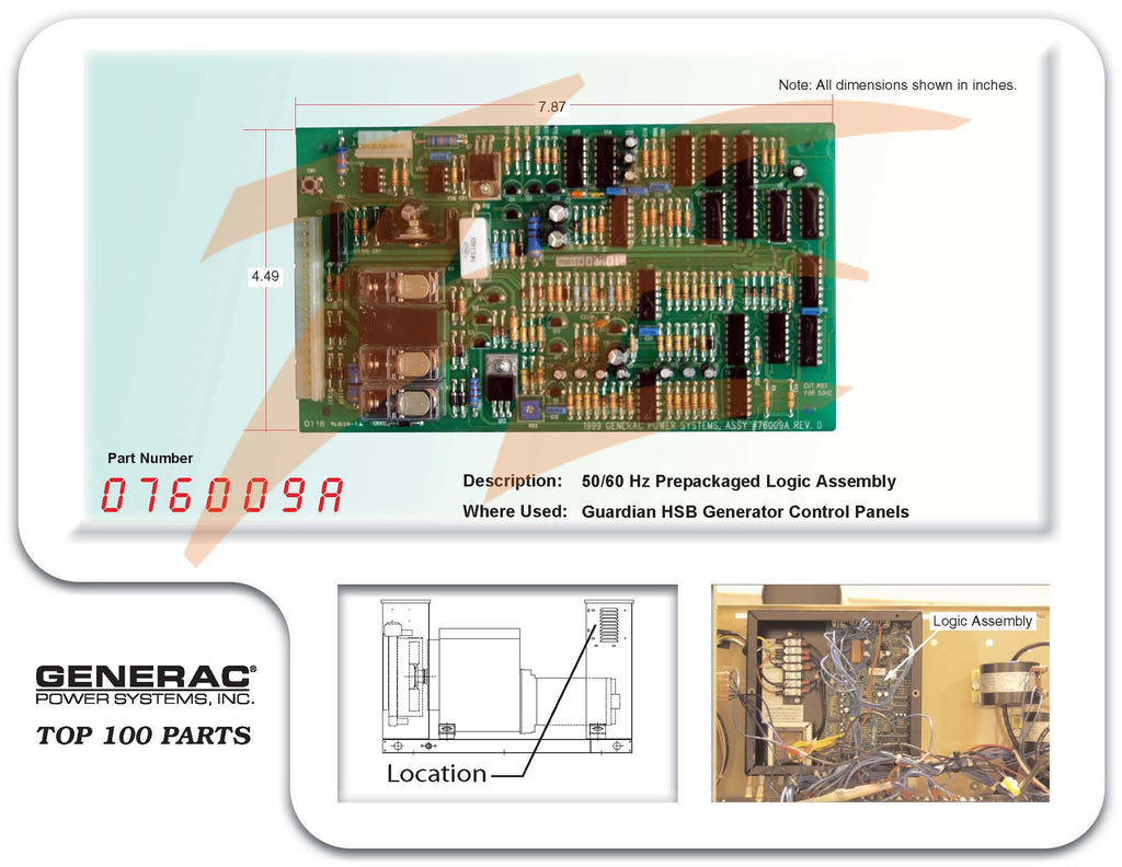 076009A / 076009ASRV PCB 50/60 Hz Prepack Logic Assembly