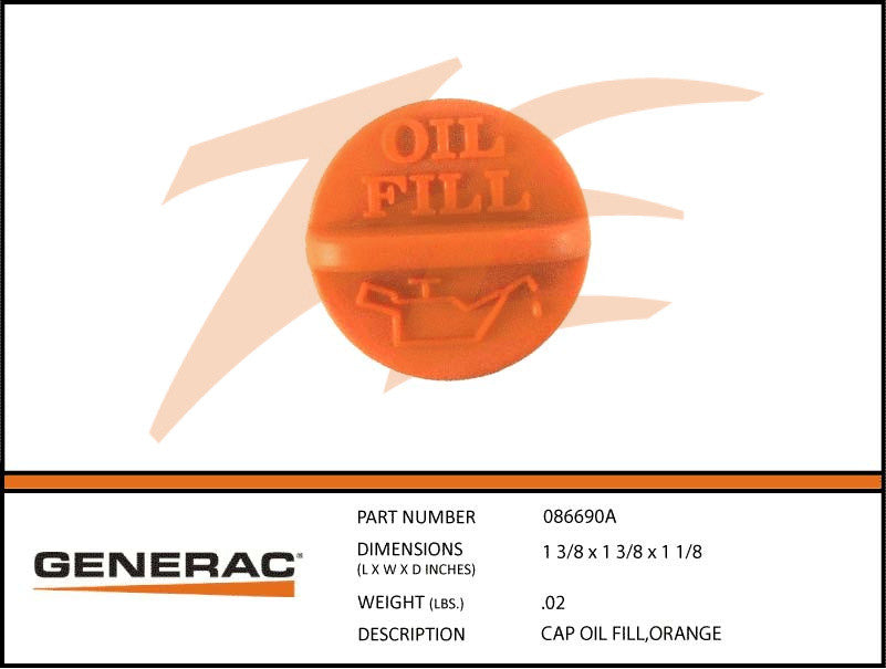 Generac 093064ASRV Oil Fill Cap Assembly