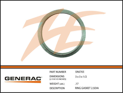 0A6765 Ring Gasket 2.5 Diameter