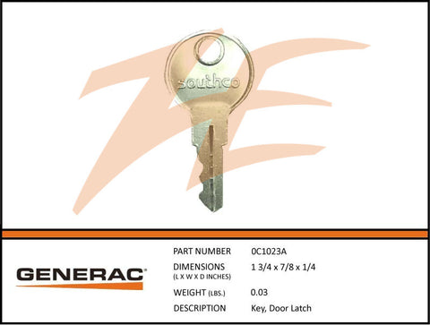 KEY, DOOR LATCH