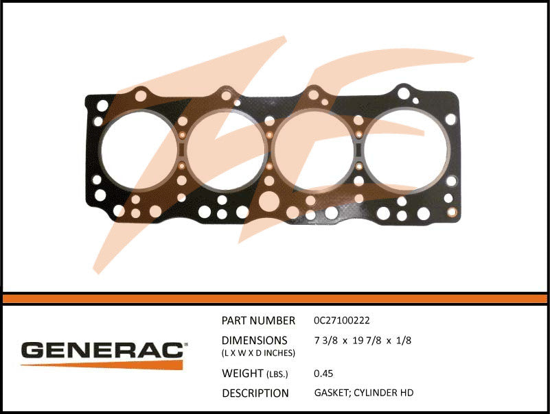 Generac 0C27100222 Cylinder Head Gasket DROP SHIP ONLY