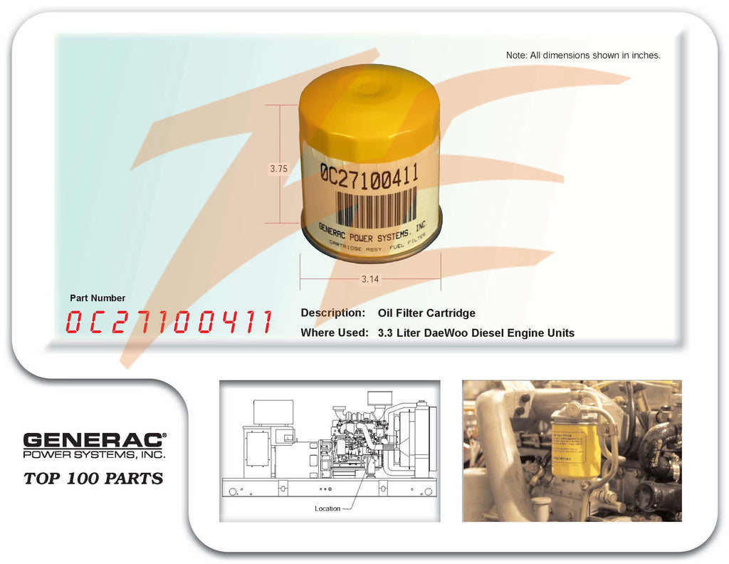 Generac 0C27100411 Fuel Filter Ziller Electric Generac 0c27100411 fuel filter ziller electric