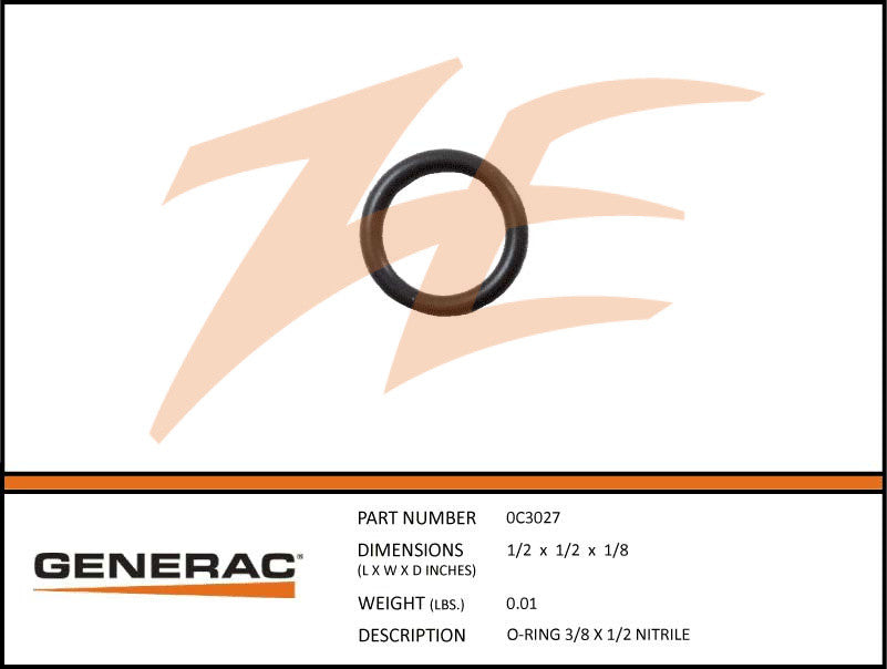 0C3027 O-Ring 3/8 X 1/2 Nitrile