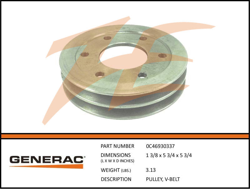 Generac 0C46930337 V-Belt Pulley