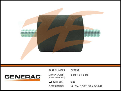 0C7758 Vibration Mount 1.5 X 1.38 X 5/16-18