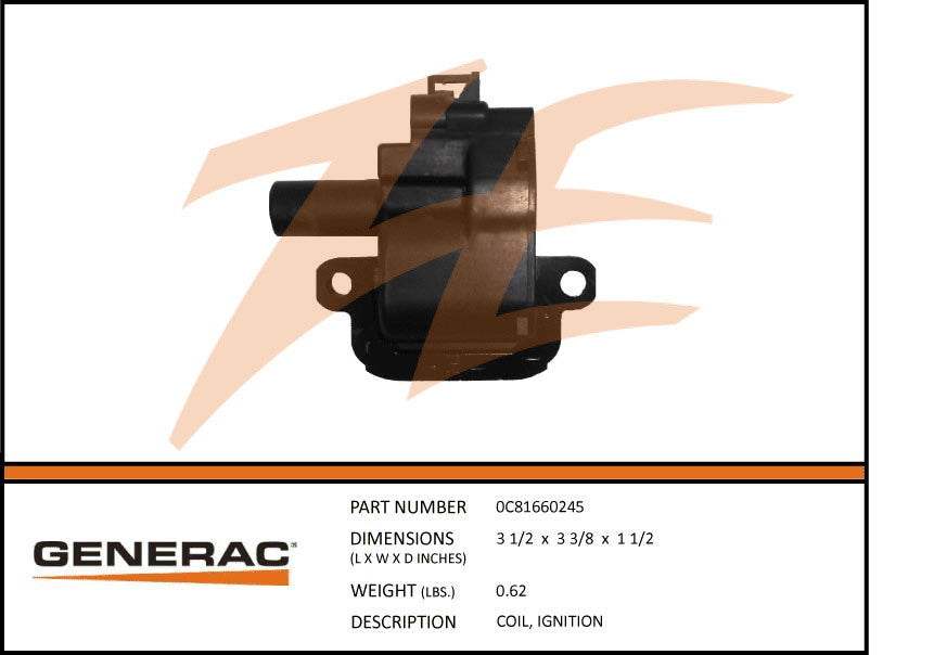 Generac 0C81660245 Ignition Coil DROP SHIP ONLY