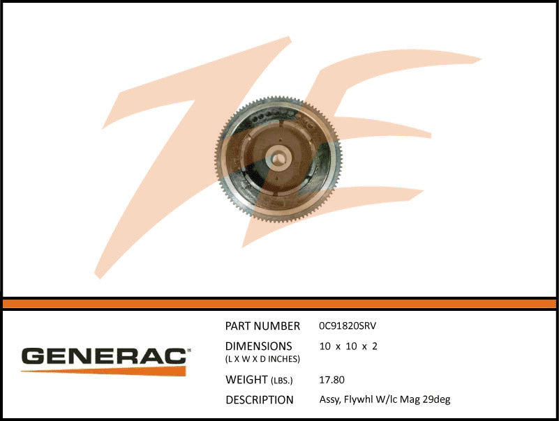 0C91820SRV Assembly Flywheel w/LC Mag 29 Deg DROP SHIP  ONLY
