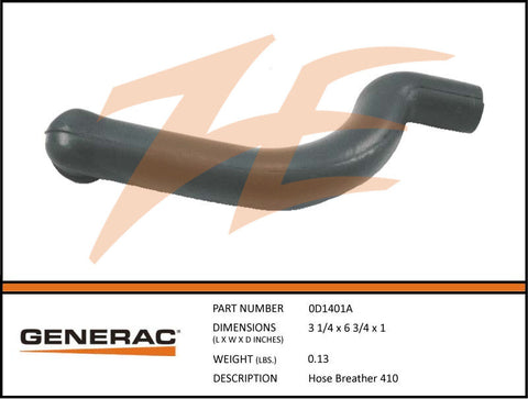 Generac 0D1401A Breather Hose 410cc Air Cooled