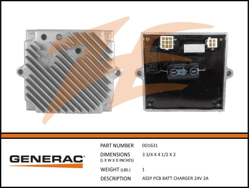 Generac 0D1631 Battery Charger 24V 2A PCB Assembly
