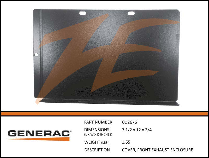 Generac 0D2676 Front Exhaust Enclosure Cover DROP SHIP ONLY