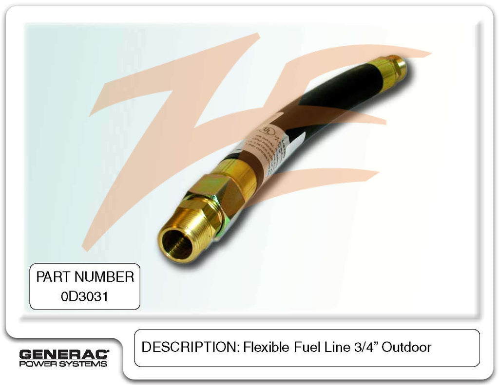 Generac 0D3031 3/4" Flexible 15" Fuel Connection Hose