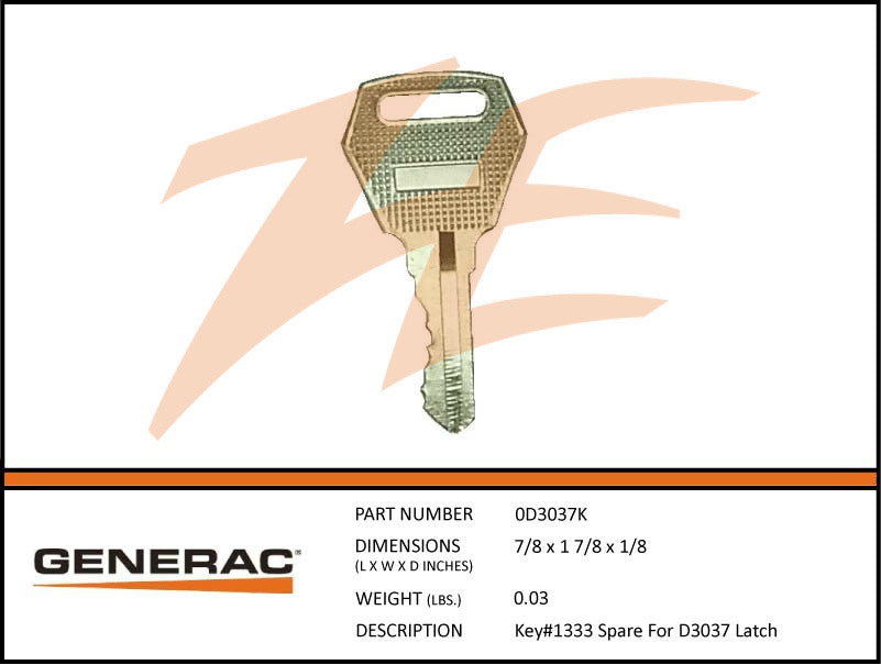 KEY #1333 FOR D3037 LATCH SET 2