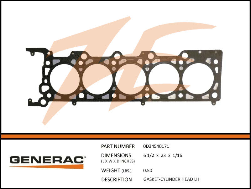 Generac 0D34540171 Cylinder Head Gasket Left DROP SHIP ONLY