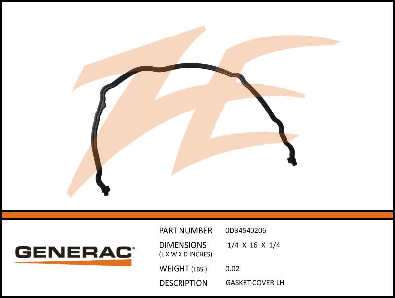 Generac 0D34540206 Cover Gasket Left DROP SHIP ONLY