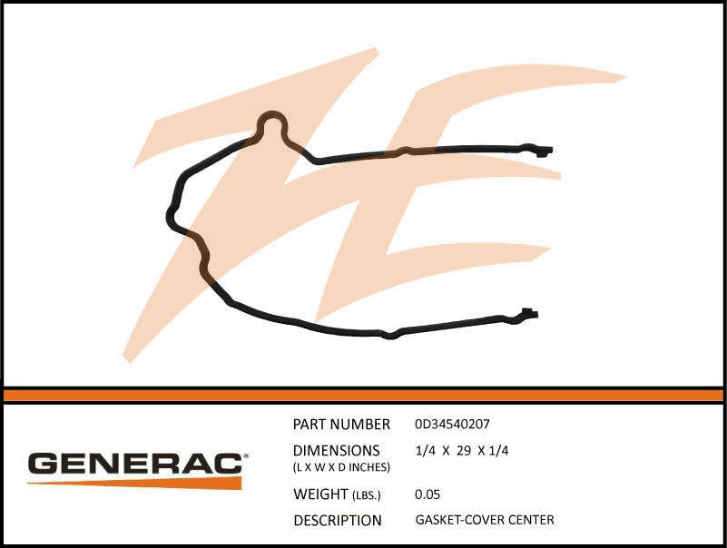 Generac 0D34540207 Cover Gasket Center DROP SHIP ONLY