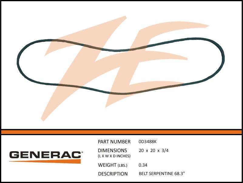 Generac 0D3488K Serpentine 68.3