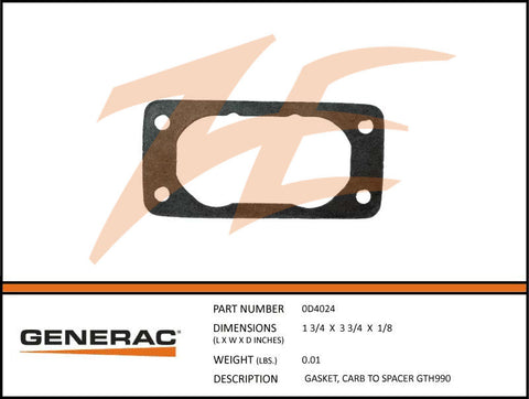 Generac 0D4024 Carb To Spacer Gasket GT 990