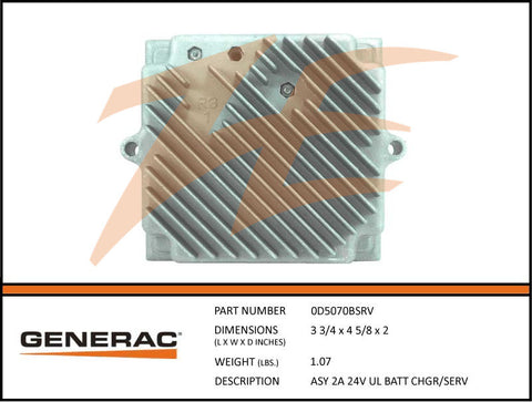 Generac 0D5070BSRV 2A 24V Battery Charger Assembly