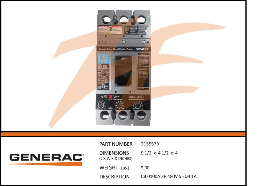 Generac 0D5557B 100A 480V Circuit Breaker 3 Phase