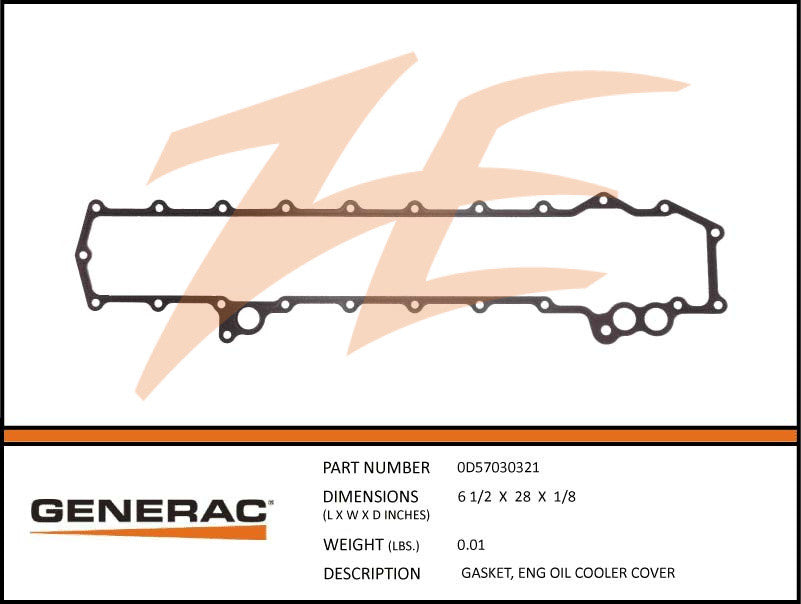 Generac 0D57030321 Engine Oil Cooler Cover Gasket DROP SHIP ONLY