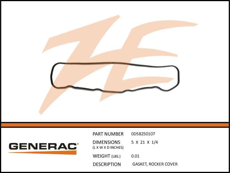 Generac 0D58250107 Rocker Cover Gasket DROP SHIP ONLY