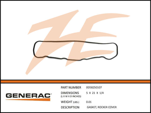 Generac 0D58250107 Rocker Cover Gasket DROP SHIP ONLY