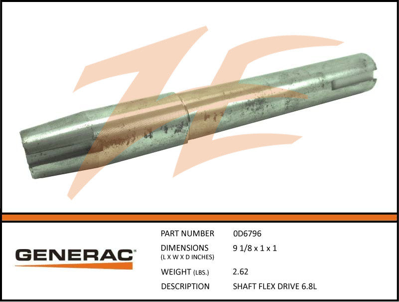 Generac 0D6796 Flex Drive Shaft 6.8L DROP SHIP ONLY