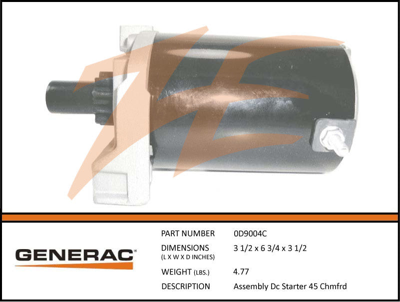 Generac 0D9004C DC Starter Assembly 45 Chamfered