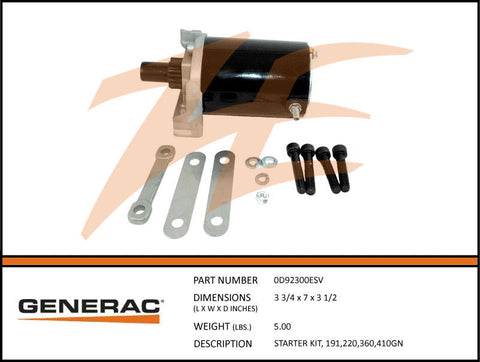 Generac 0D92300ESV Starter Kit 191/220/360/410