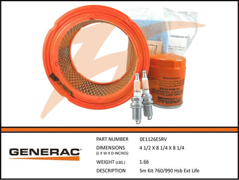 Generac 5664/0E1126ESRV 12-18kW Air Cooled Maintenance Kit