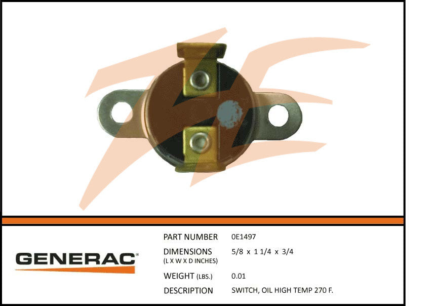 Generac 0E1497 High Oil Temp Switch 270F