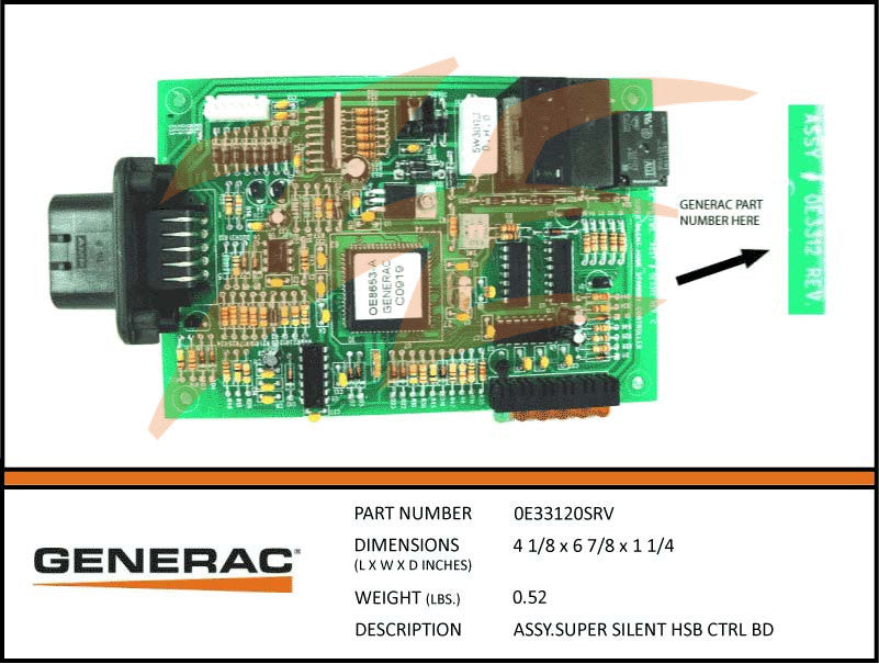 Generac 0E33120SRV Super Silent HSB Control PCB Assembly