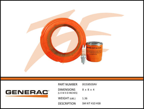 Generac 5661/0E35850SRV 7kW Air Cooled Maintenance Kit