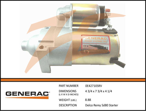 Generac 0E42710SRV Delco Remy SD80 Starter