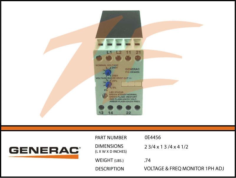 Generac 0E4456 Voltage and Frequency Monitor 1 Phase DROP SHIP ONLY