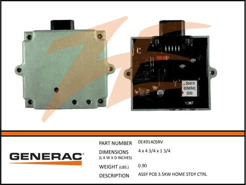 Generac 0E49140SRV PCB 3.5kW Home Standby Controller